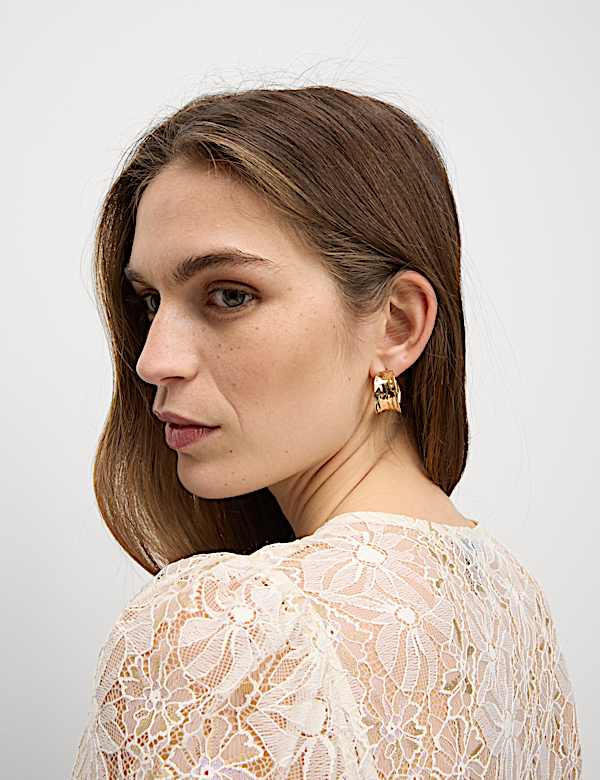 Lace Round Neck Tie Front Blouse