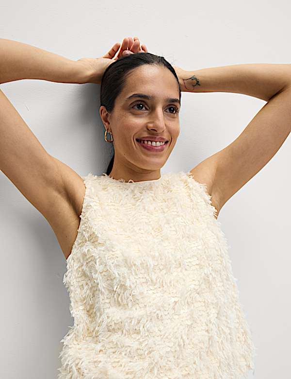 Embellished Feather Detail Top
