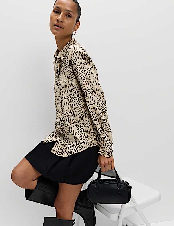 Printed Collared Button Through Shirt