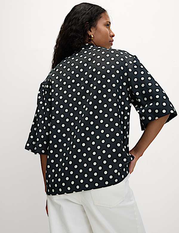 Printed Collared Oversized Resort Shirt