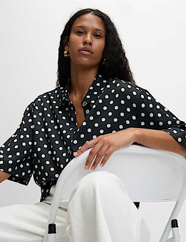 Printed Collared Oversized Resort Shirt