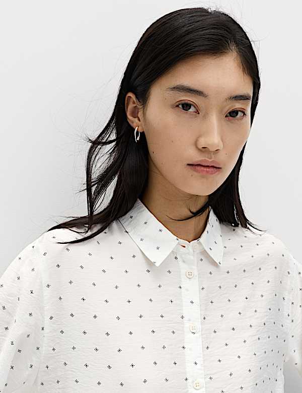 Textured Collared Button Through Shirt - HU