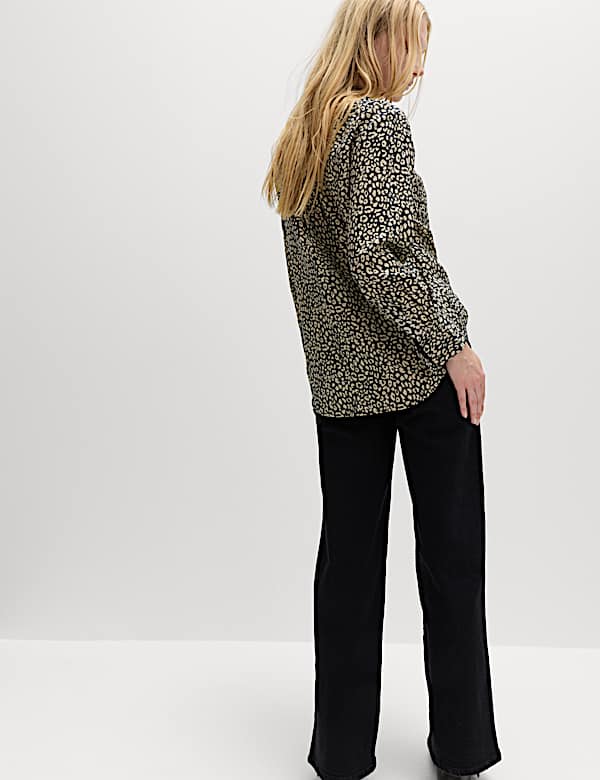 Textured Print Long Sleeve Shirt - LV