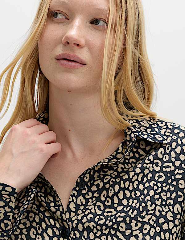 Textured Print Long Sleeve Shirt - LV