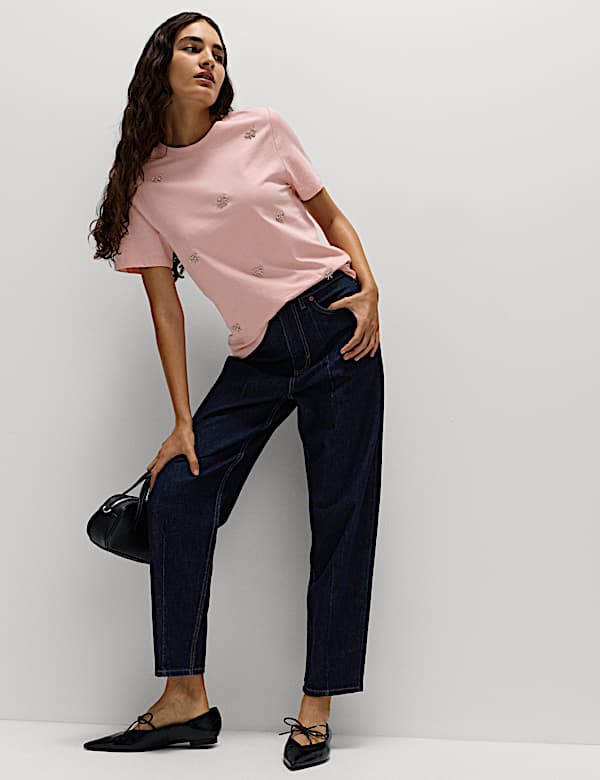 חולצת כותנה טהורה מעוטרת בפפיונים - IL