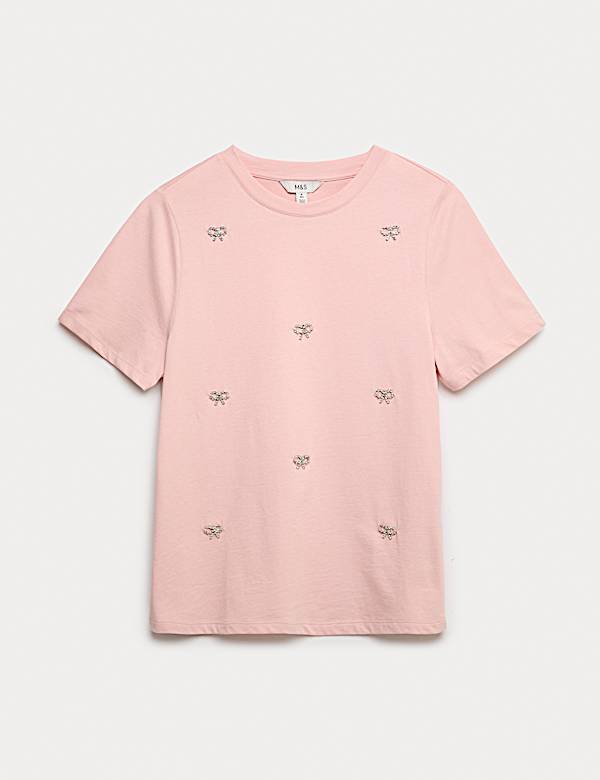 חולצת כותנה טהורה מעוטרת בפפיונים - IL