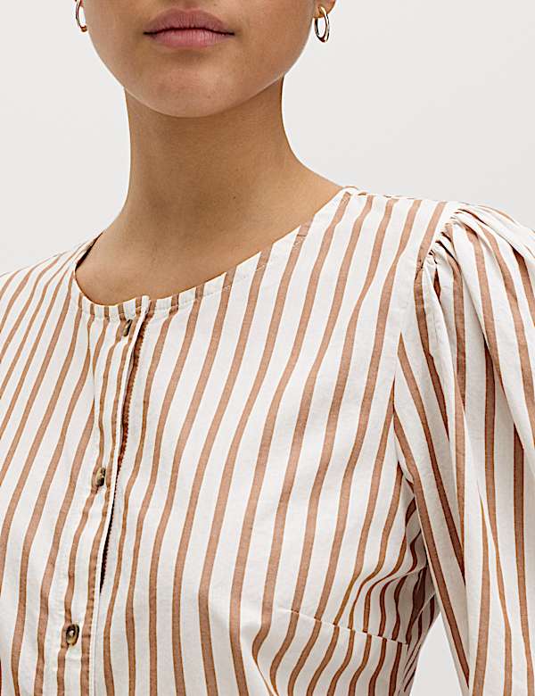 Pure Cotton Printed Button Through Blouse - US