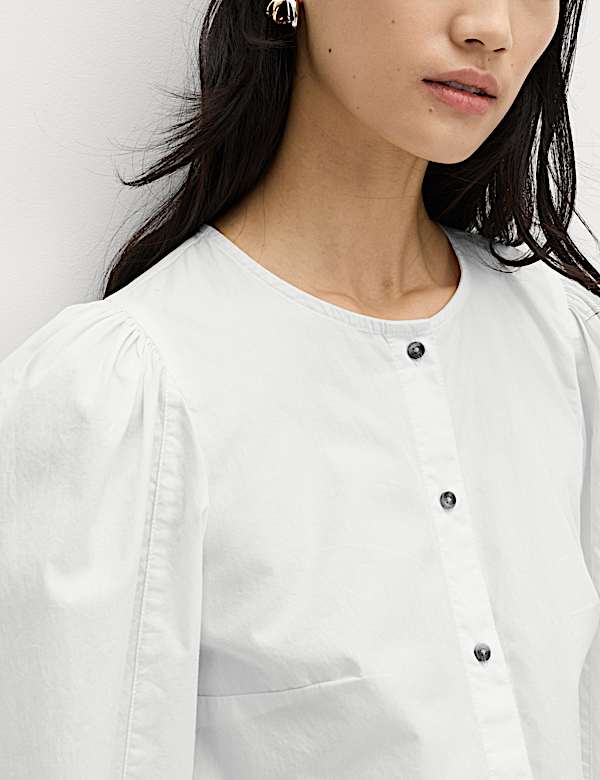 Pure Cotton Printed Button Through Blouse