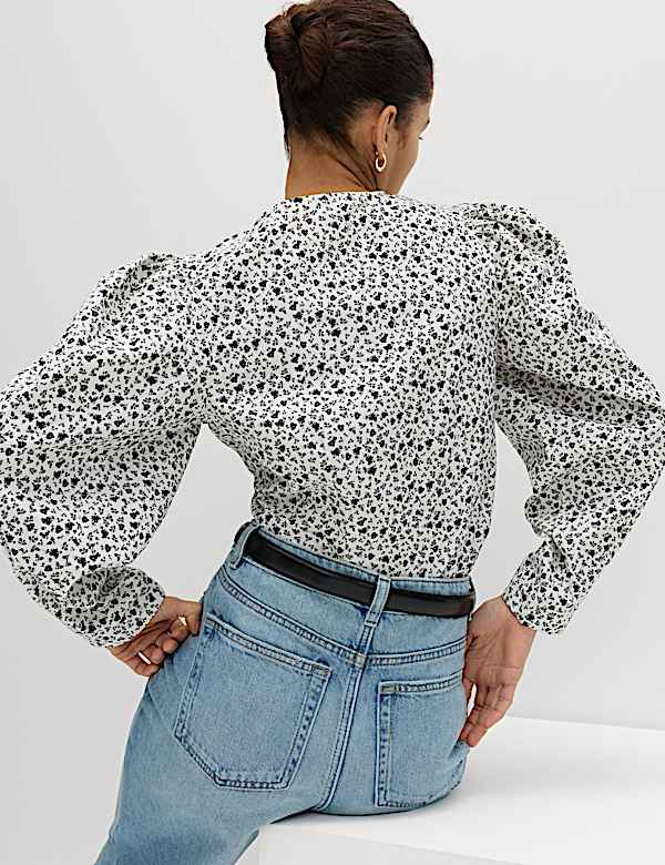 Pure Cotton Printed Button Through Blouse