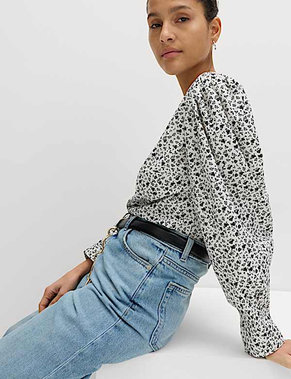 Pure Cotton Printed Button Through Blouse