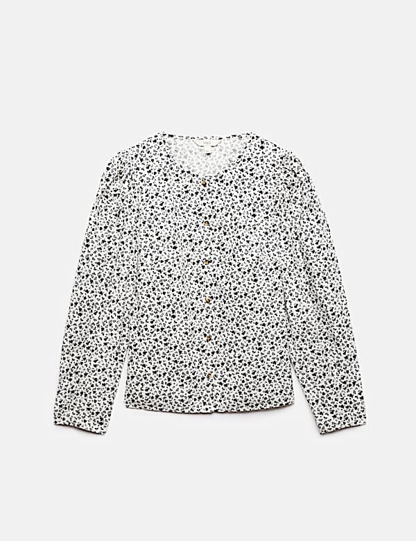 Pure Cotton Printed Button Through Blouse - GR