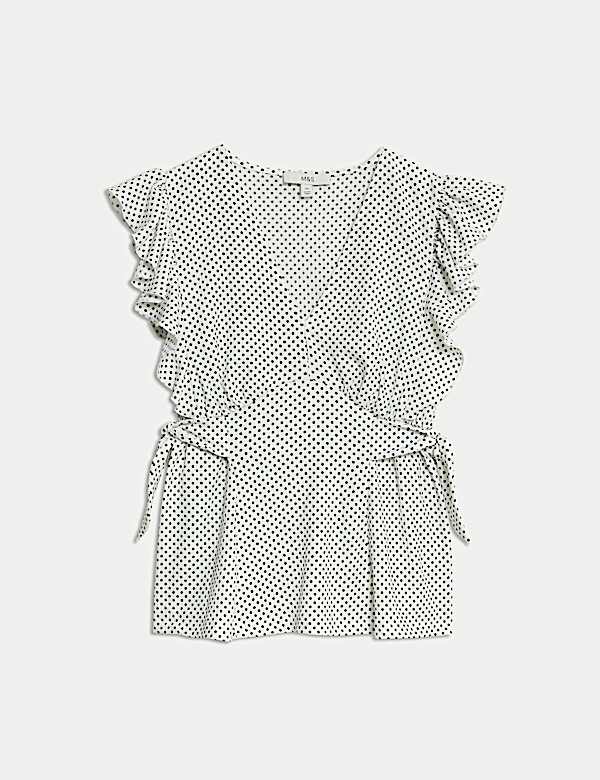 Top coupe standard à col en V et motif pois - CA