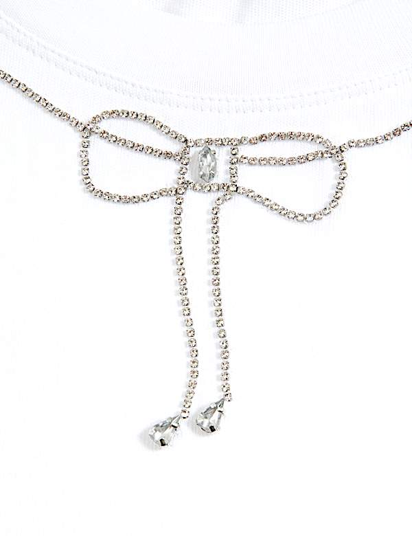 Bow embellished jersey tee