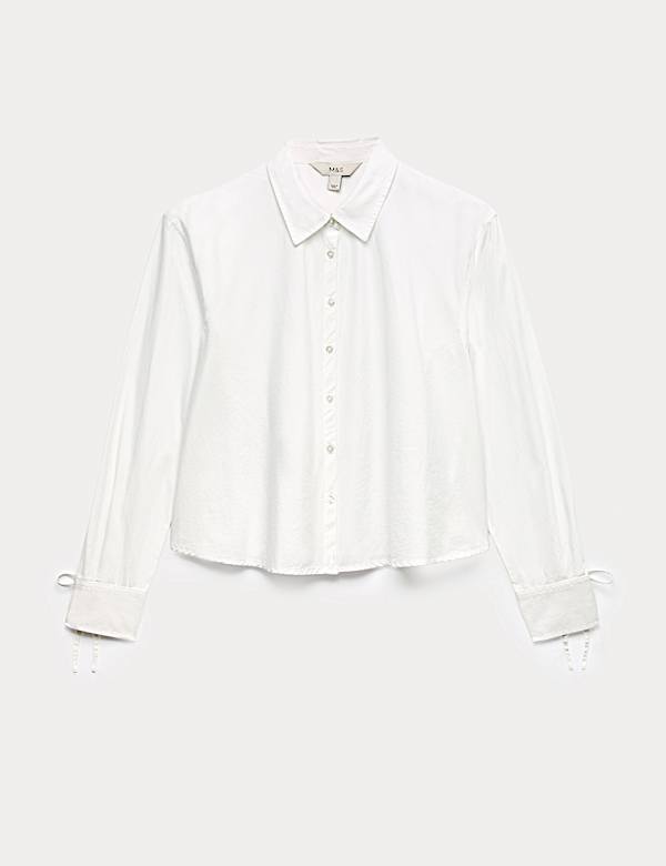 חולצת סווינג מכותנה טהורה עם קשירה בחפתים - IL