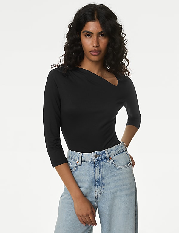 Jersey Asymmetric Neck Top - US