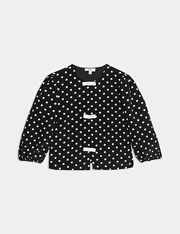 Polka Dot Puff Sleeve Blouse - CY