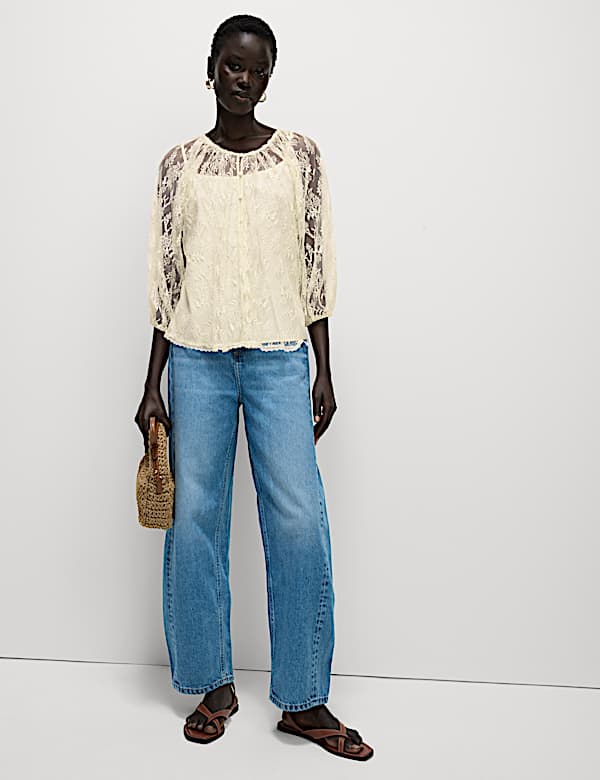 Lace Button Through Top - JE