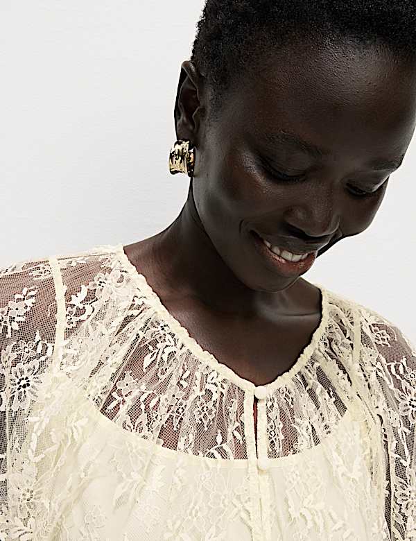 Lace Button Through Top - JE