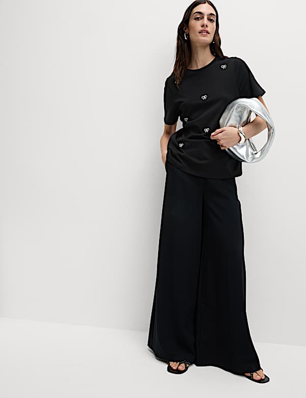 Pure Cotton Bow Detail Embellished Top - CH