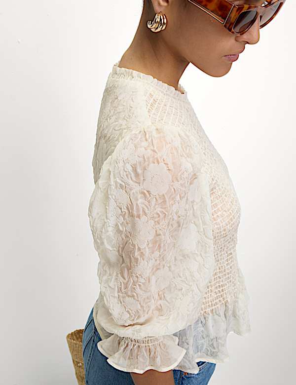 Shirred Frill Detail Top