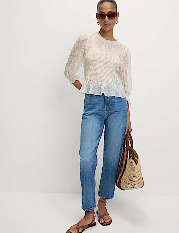 Shirred Frill Detail Top
