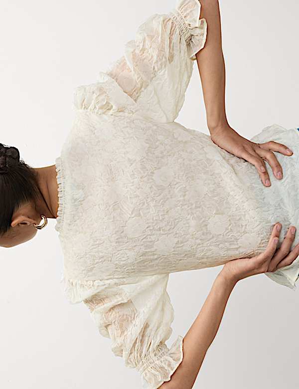 Shirred Frill Detail Top