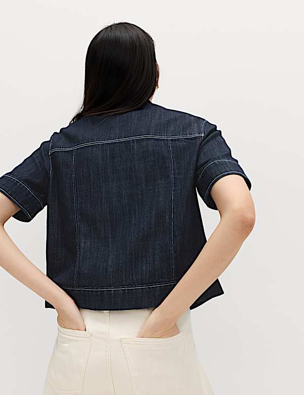 Cotton Rich Denim Utility Short Sleeve Shirt