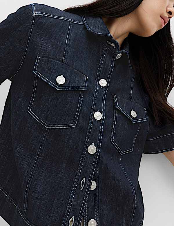 Cotton Rich Denim Utility Short Sleeve Shirt