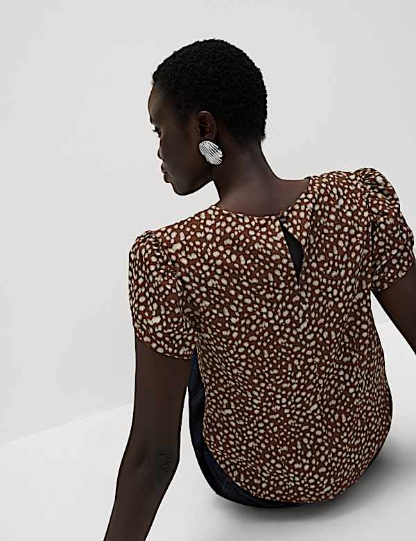 Printed Puff Sleeve Top
