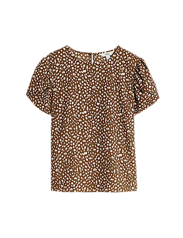 Printed Puff Sleeve Top
