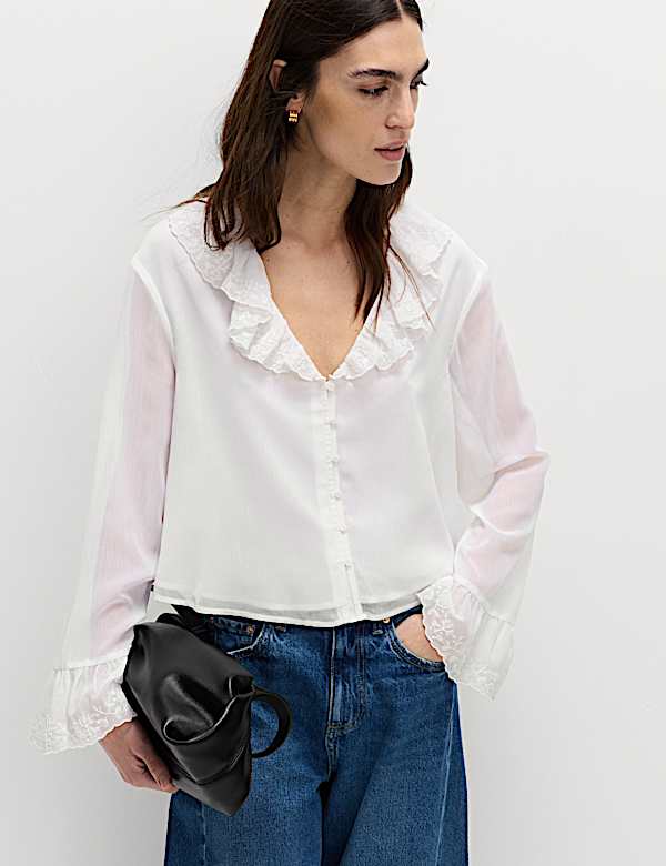 Broderie Frill Detail Blouse