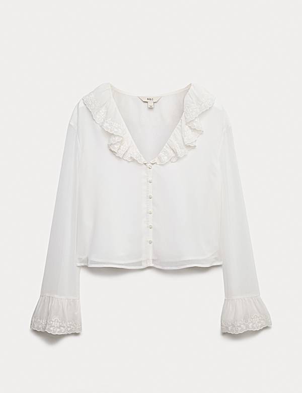 Broderie Frill Detail Blouse - CH