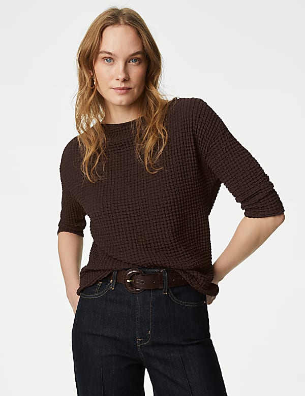 Top en jersey à motif texturé - FR