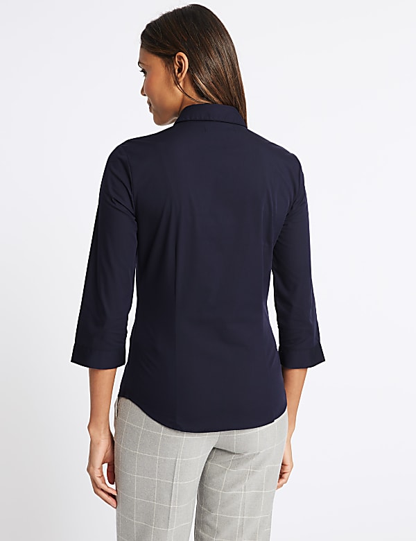 Cotton Rich Split 3/4 Sleeve Shirt