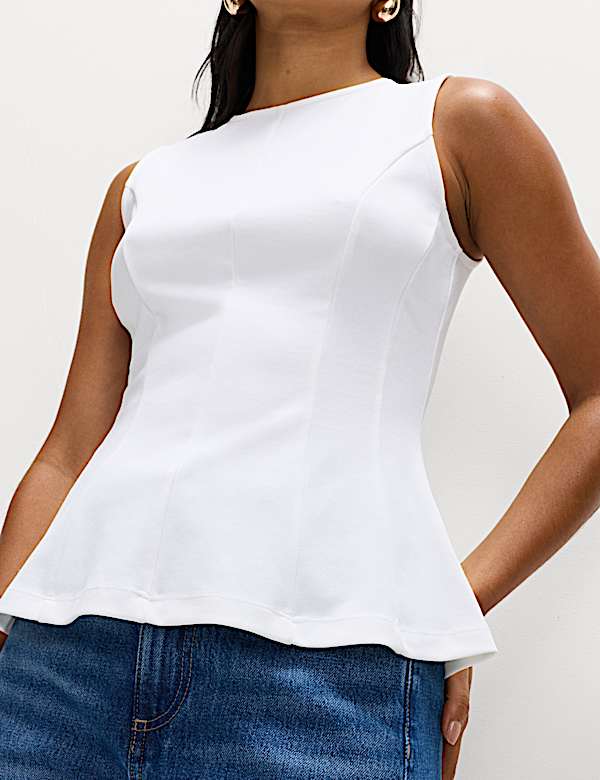 Fitted Sleeveless Peplum Top - NL