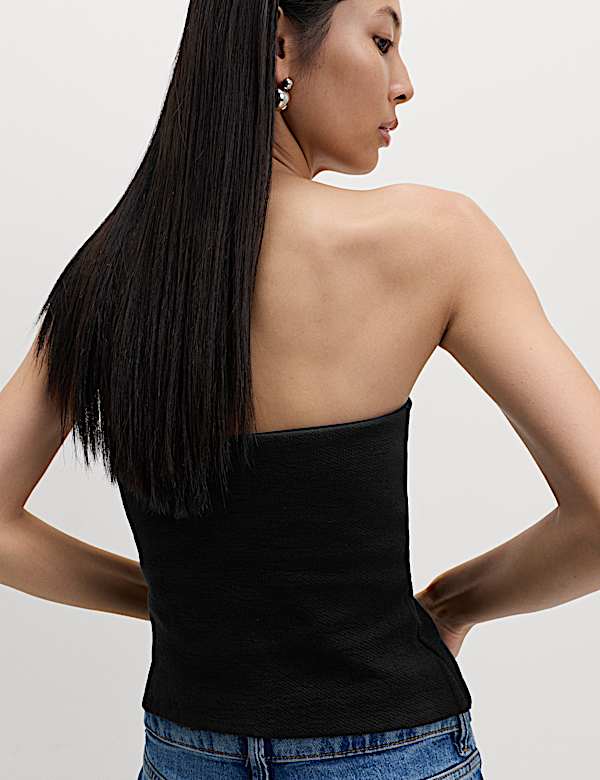 Top bandeau ajusté en coton à détail nœud - LU