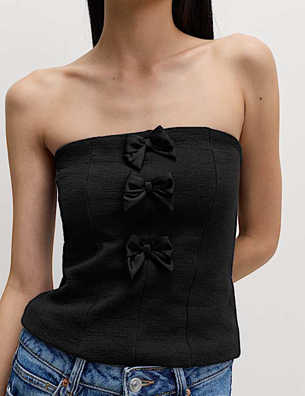 Top bandeau ajusté en coton à détail nœud - LU