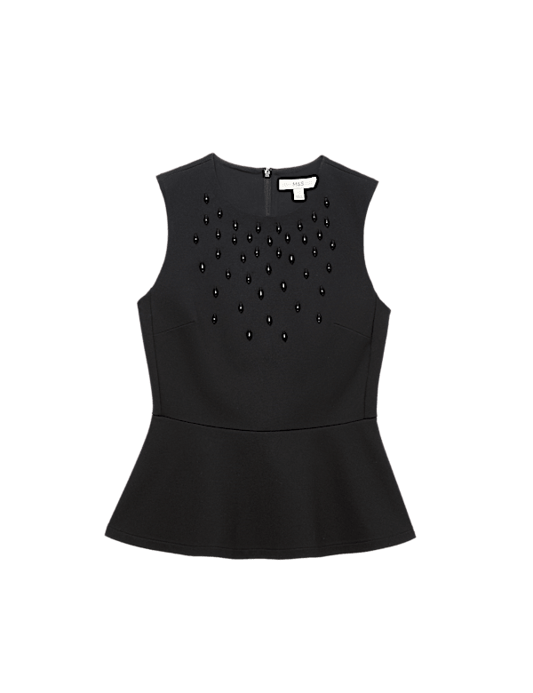 Embellished Fitted Peplum Top