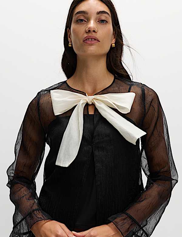 Organza Tie Neck Top - ID