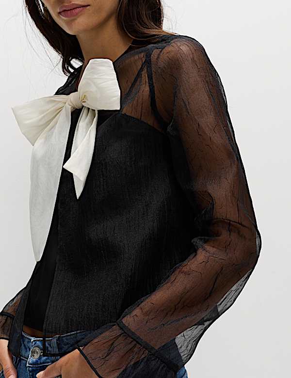 Organza Tie Neck Top - ID