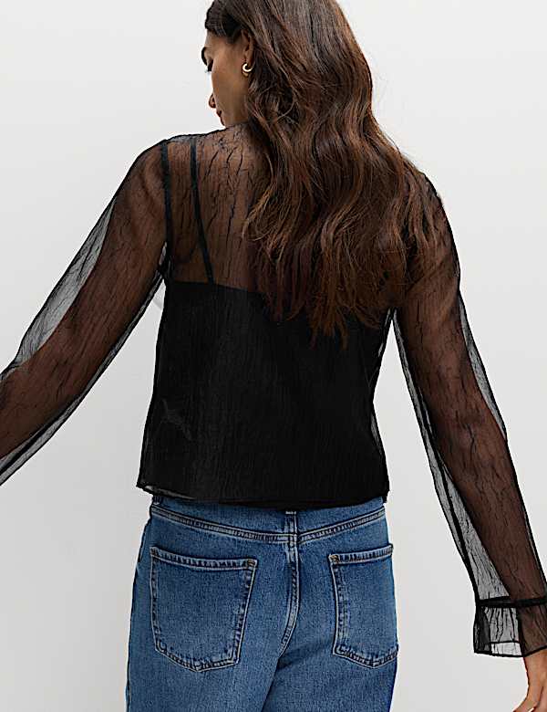 Organza Tie Neck Top - ID