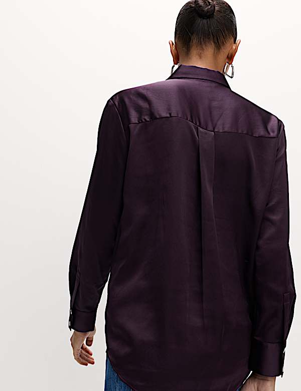 Satin Collared Button Through Shirt