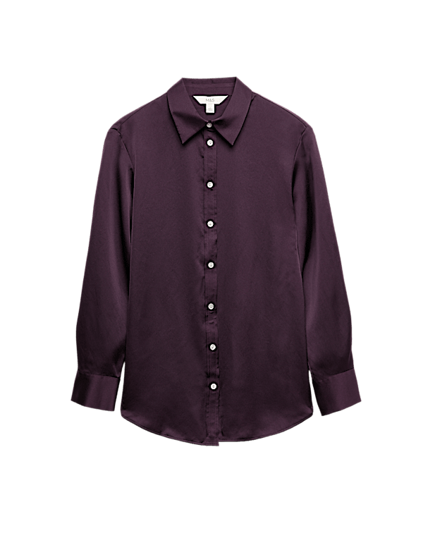 Satin Collared Button Through Shirt