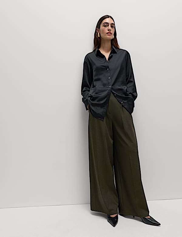 Satin Collared Button Through Shirt