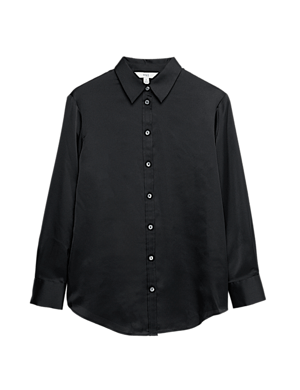 Satin Collared Button Through Shirt