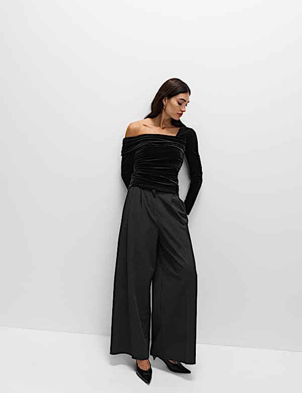 Velvet Asymmetric Neck One Shoulder Top - EE