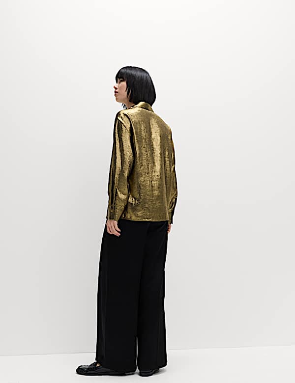 Foil Print Collared Shirt - AT