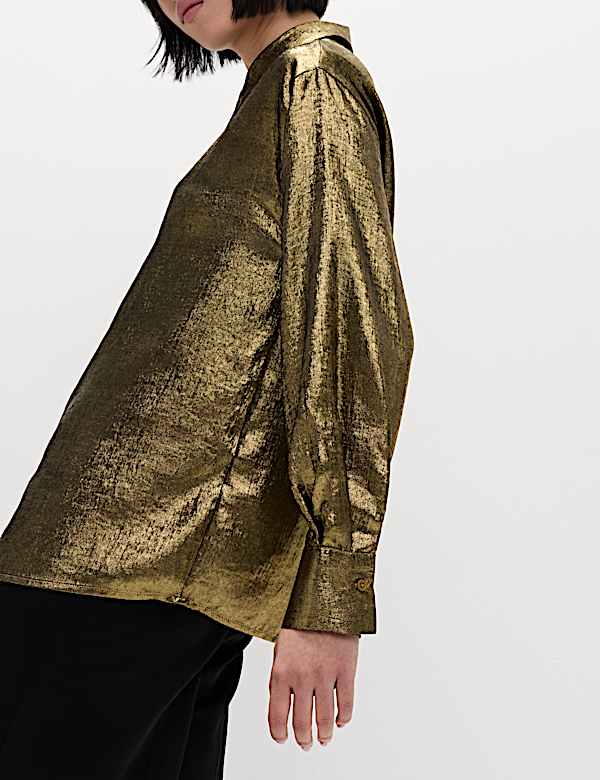 Foil Print Collared Shirt - AT