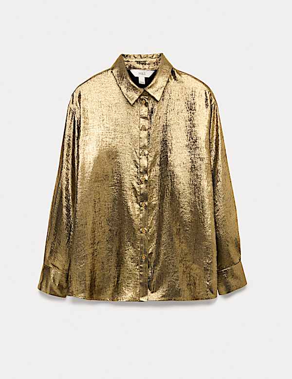 Foil Print Collared Shirt - AT