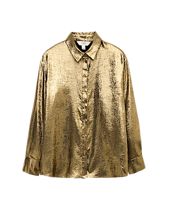 Foil Print Collared Shirt